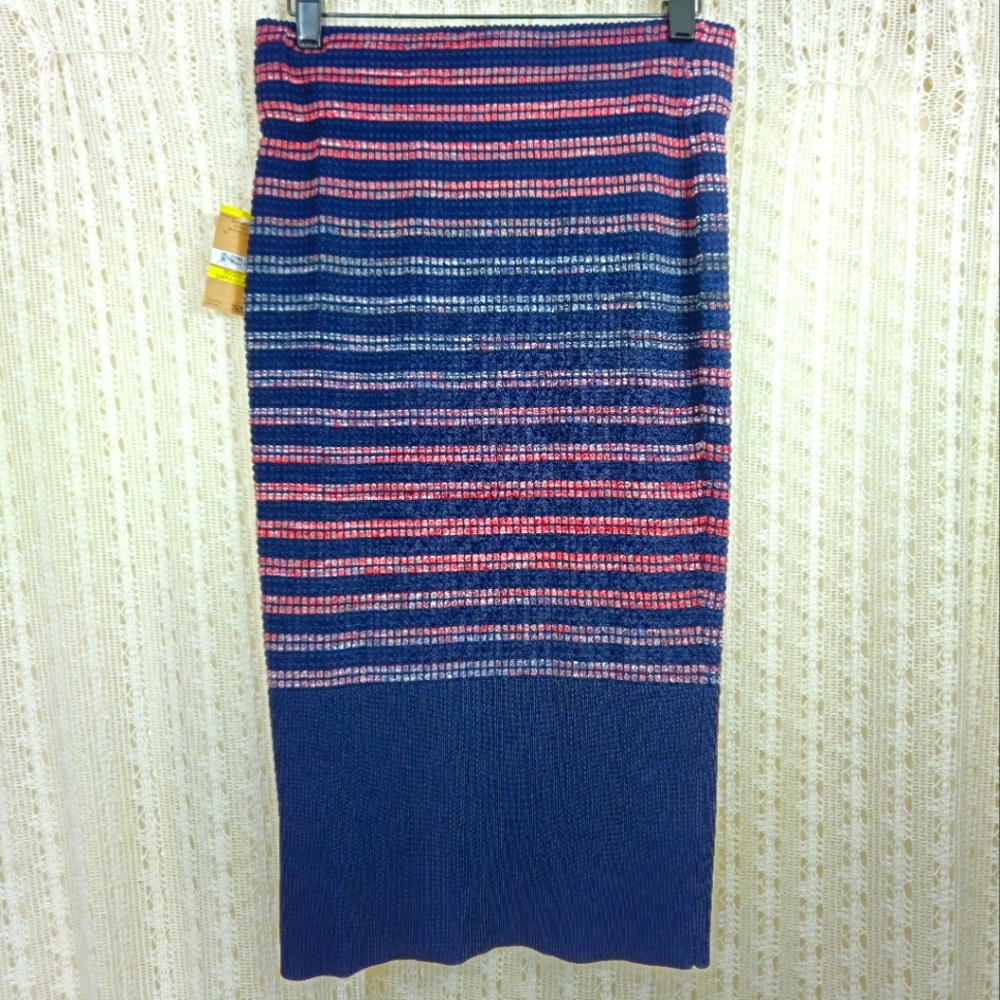 (NEW) Rachel Roy September Navy Port Striped Stretch Pencil Skit Size Medium